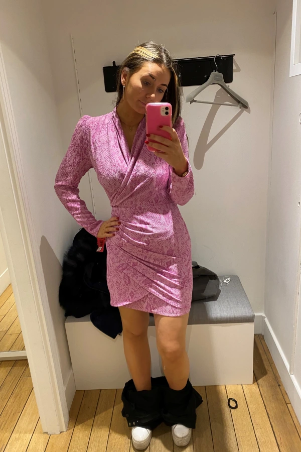Rent Clem pink snake-print dress - Stine Goya | HURR