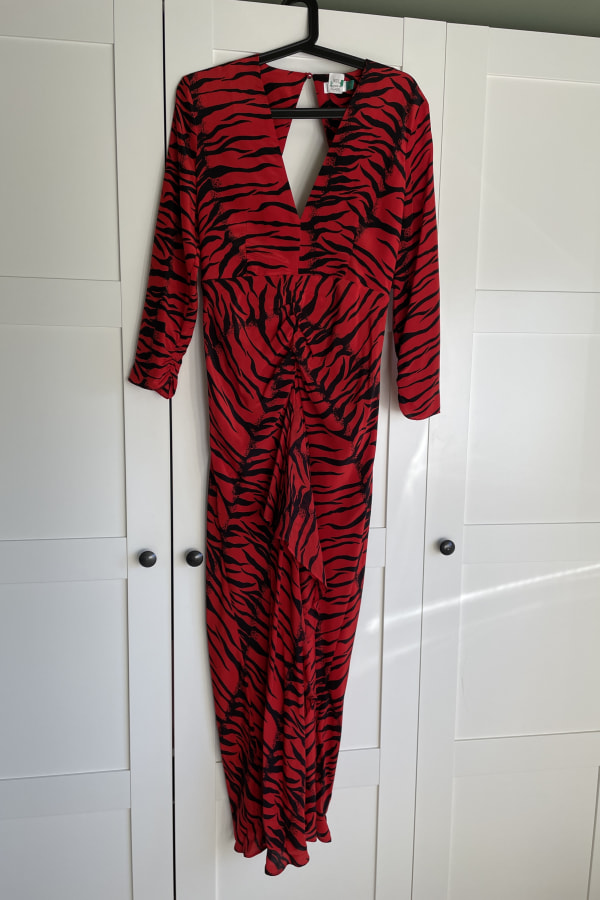 Rixo red tiger dress on sale