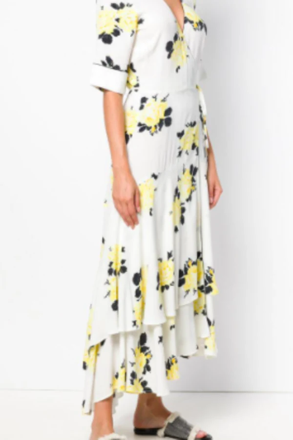 Rent Silvery Crepe Wrap Dress Ganni HURR