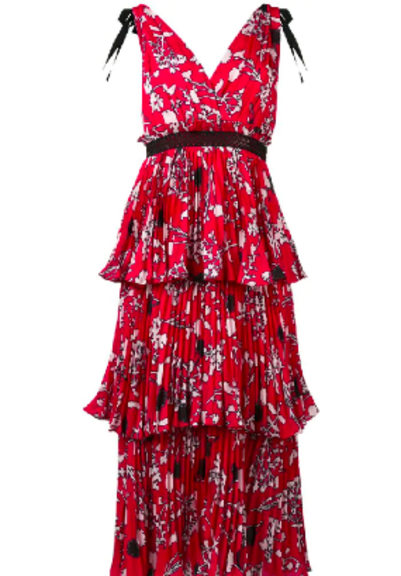 Rent Pleated Floral Midi Dress - Self Portrait | HURR