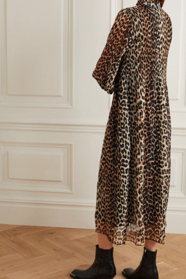 leopard print plisse dress