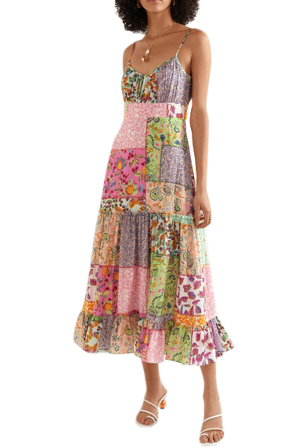 Rent Bella patchwork-print dress - Saloni | HURR