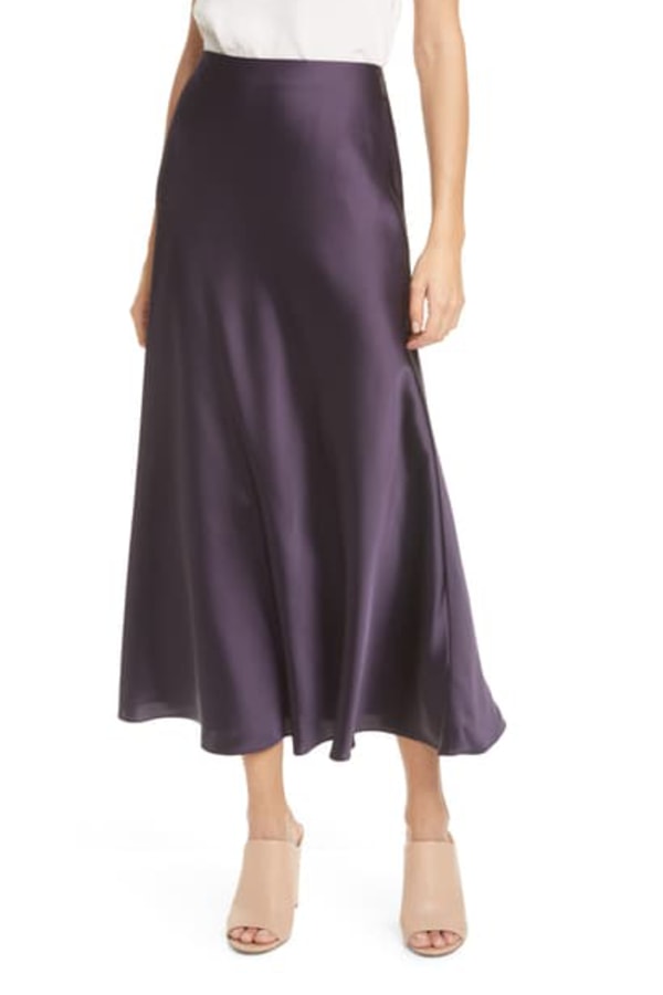 club monaco long bias slip skirt