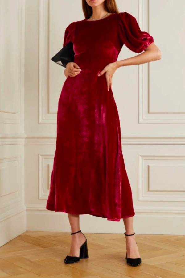 Rent Livia velvet backless dress - Reformation | HURR