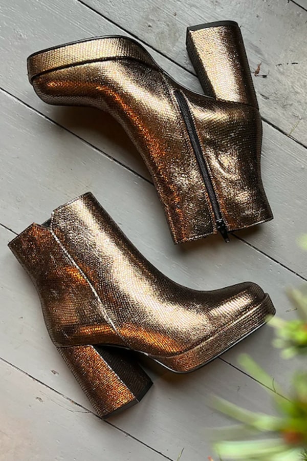 Rent Esska Alya Gold Ankle Boots Vintage HURR