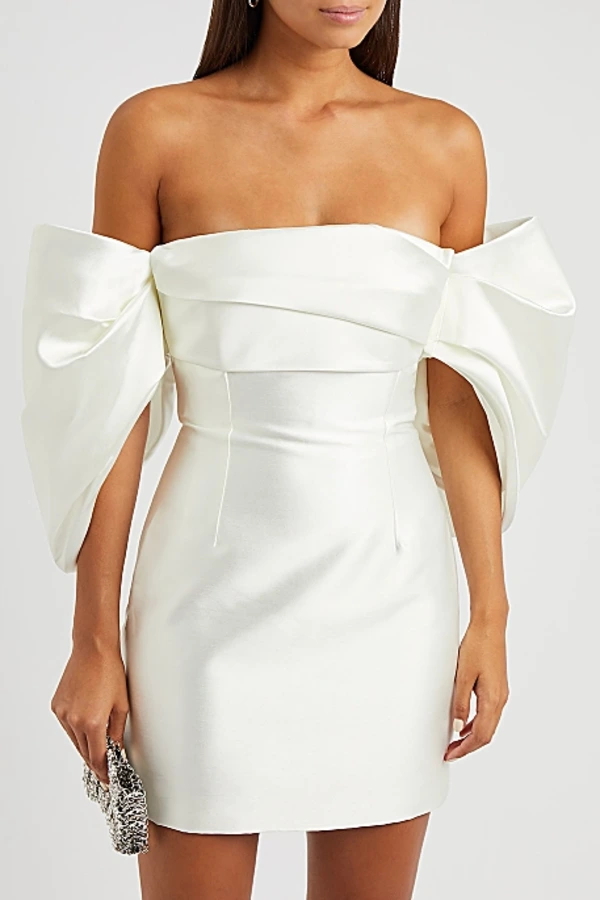 knee length dresses for ladies Annie Cream Strapless Mini Dress - US 14