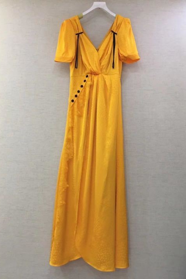 orange jacquard dress