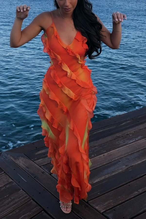 rat and boa orange frill dress Rent Rio dress - Rat & Boa