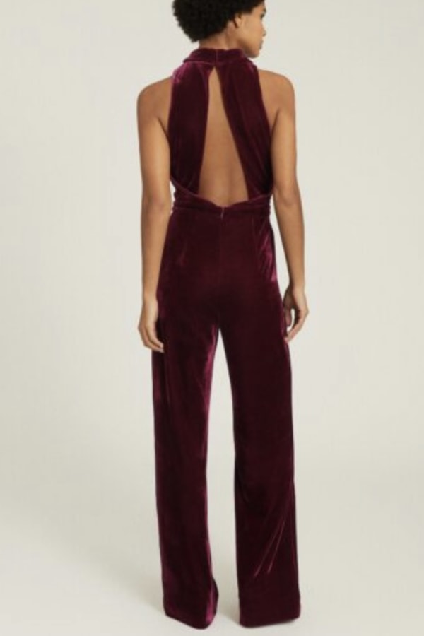 Reiss red velvet jumpsuit clearance