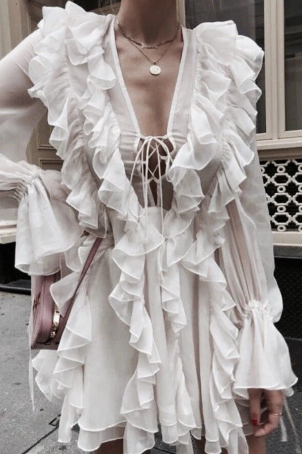 Rent Willow Ruffle Mini Dress Shona Joy HURR