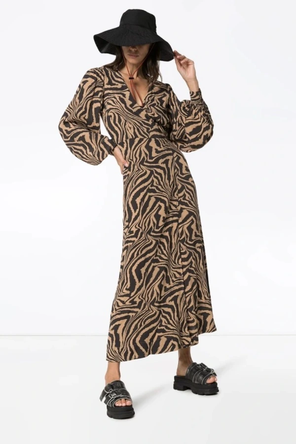 Rent GANNI Tiger Wrap Dress - Ganni | HURR