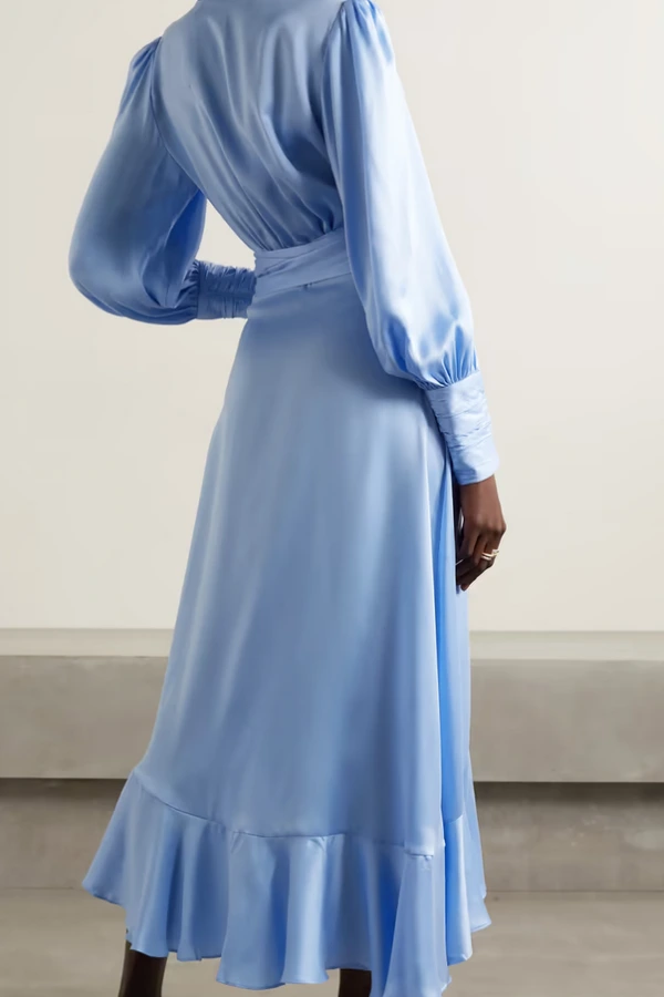 Rent Blue SILK WRAP MIDI DRESS - Zimmermann | HURR