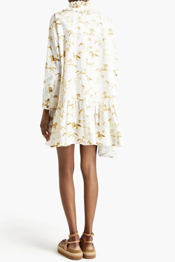 Rent Horse print ruffle mini dress - Ganni | HURR