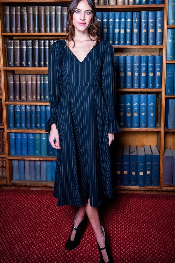 Rent Pinstripe wool-blend dress - Alexa Chung | HURR