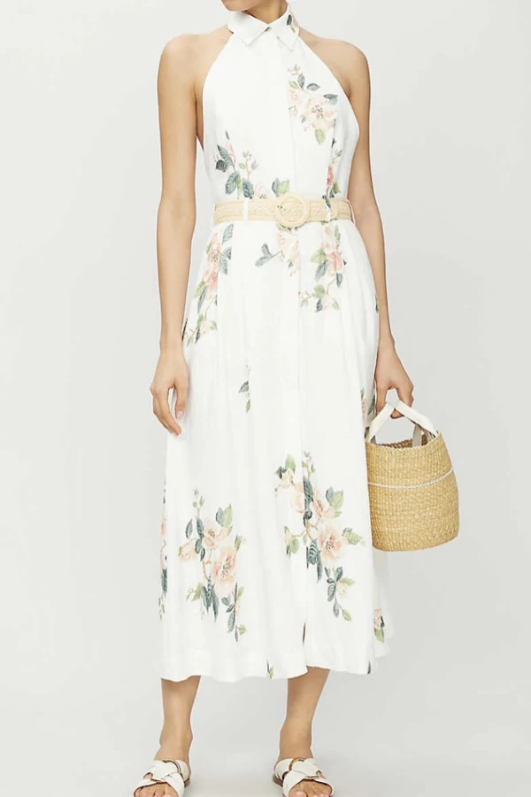 Rent Kirra halterneck linen dress - Zimmermann | HURR