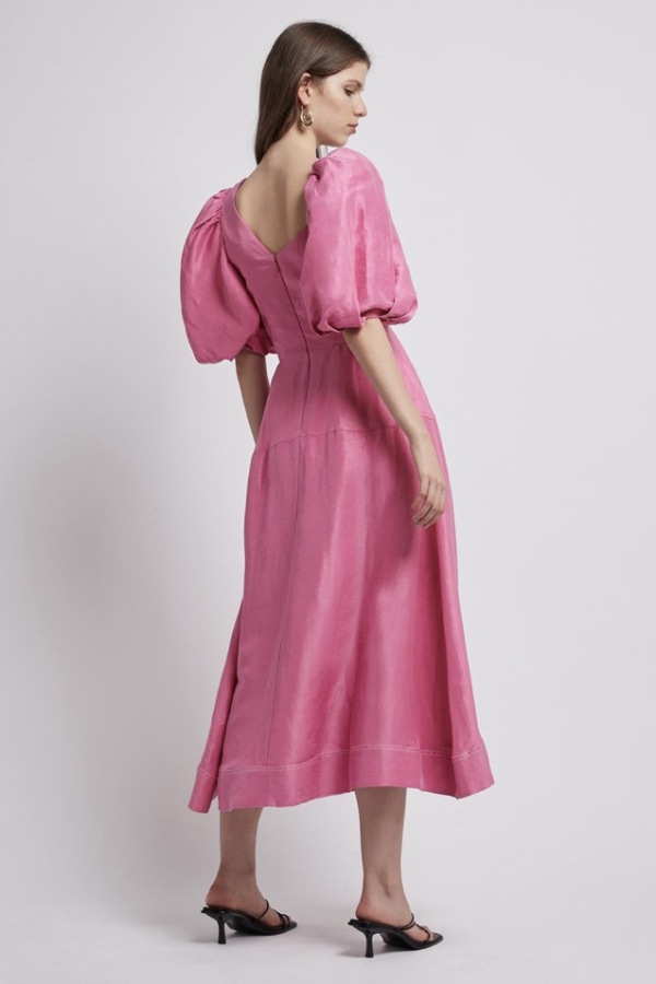 Aje coda eyelet midi dress