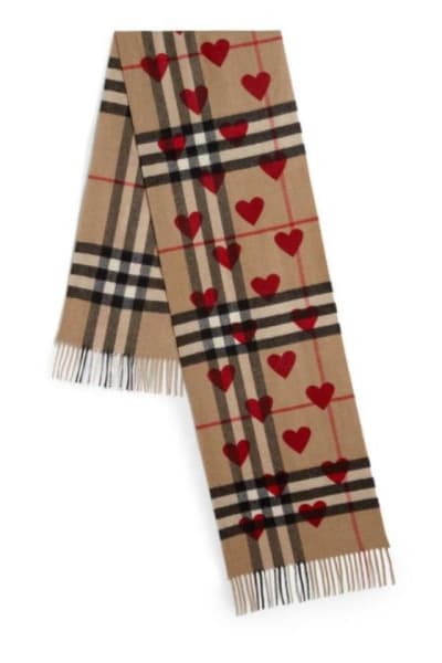 Rent Cashmere Scarf In Check And Hearts 