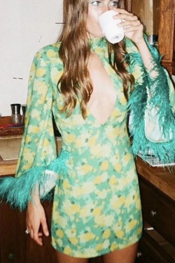 Rent CONCHITA FEATHER TRIM MINI - De La Vali | HURR