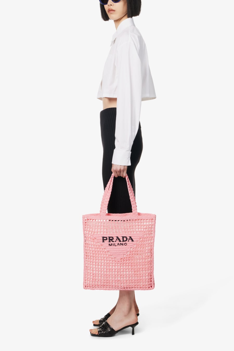 Rent Prada Logo Crochet Tote - PRADA | Selfridges