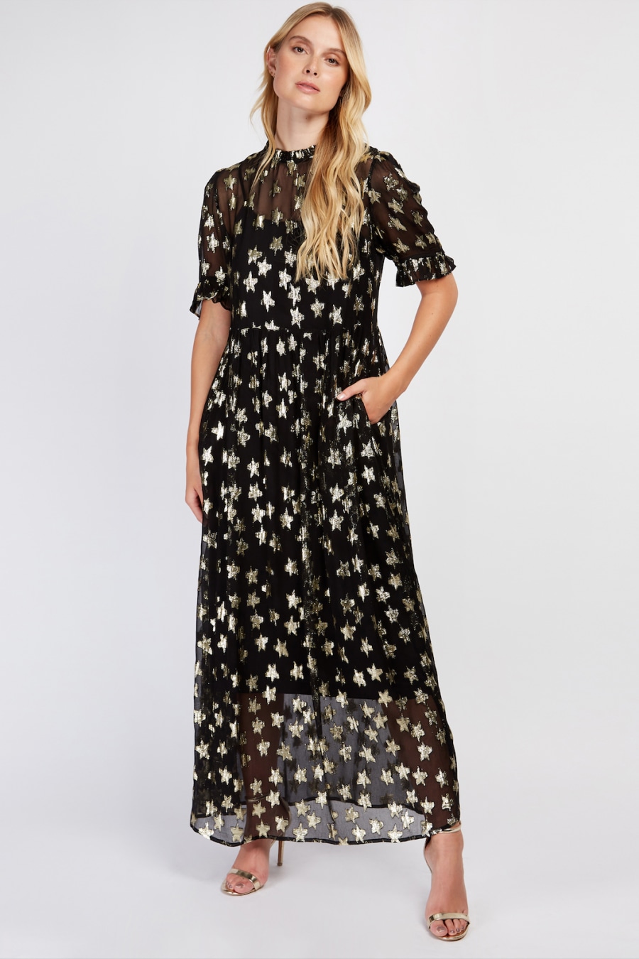 Rent Black And Gold Star Maxi Dress - Somerset | John Lewis