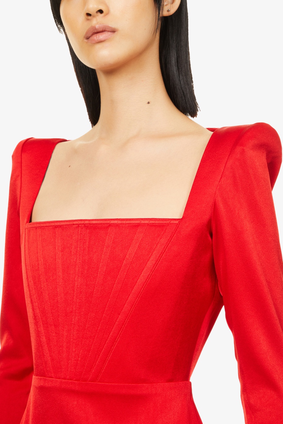 Alex Perry Bustier Long-Sleeve Midi Dress