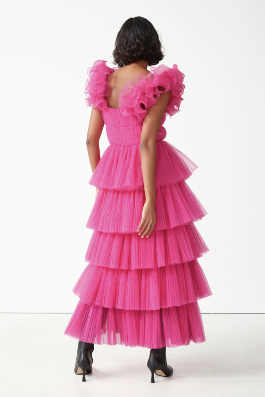 Juliet Ruffle Tiered Maxi Gown - Hot Pink - H&O