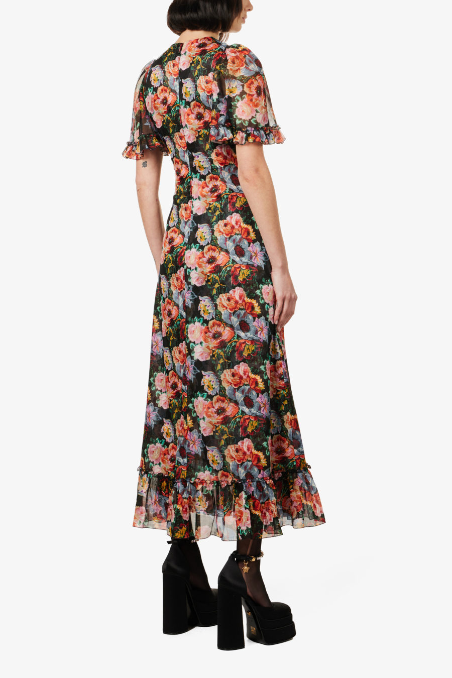 Rent Midnight Tremors floral-print cotton midi dress - THE VAMPIRE'S ...