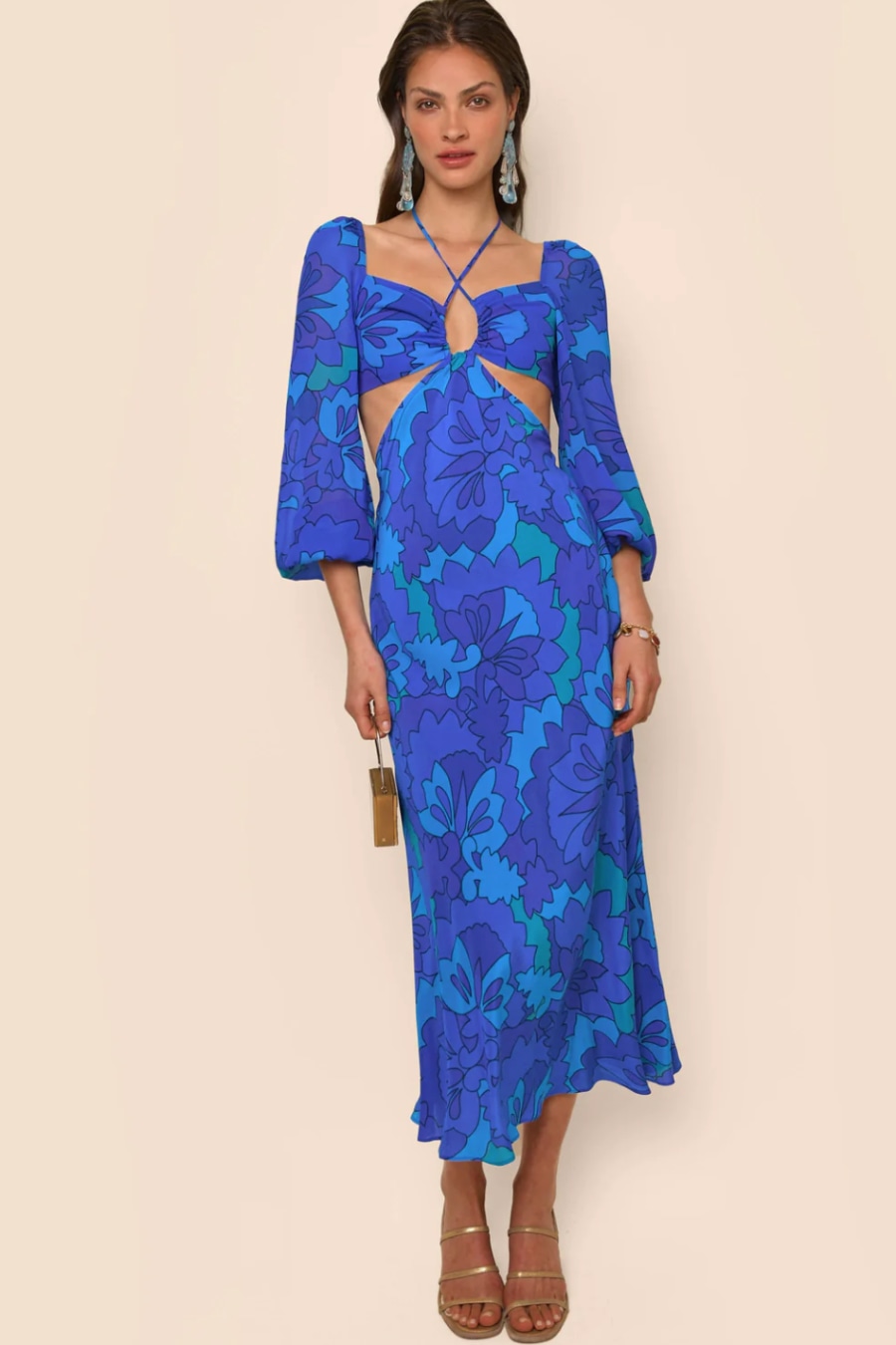 Rent Kamilla Dress in Looking Glass Blue - RIXO | Rixo