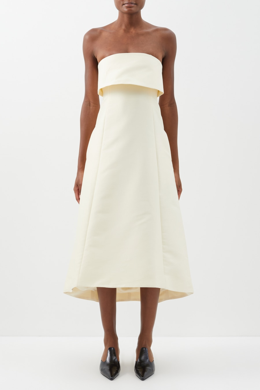 Rent Strapless cotton-blend midi dr - Totême