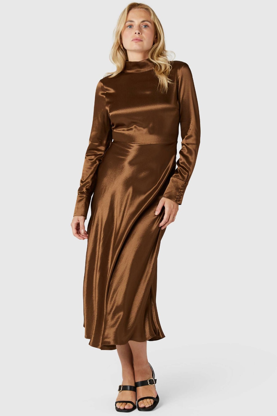 Rent June Hammered Satin Midi Dress - Vivere By Savannah Miller