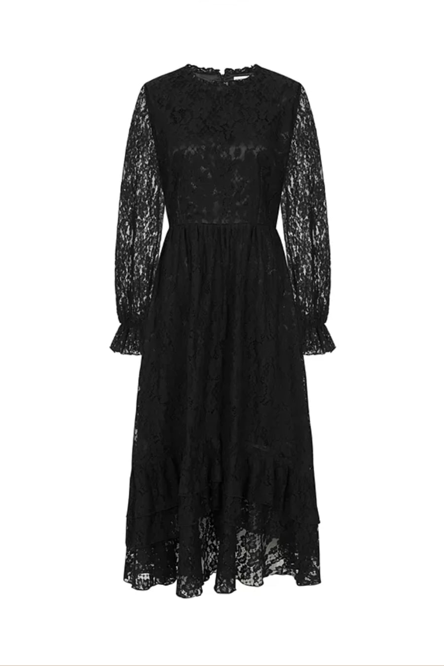 Rent Black Lace Frill Midi Dress - Somerset | John Lewis