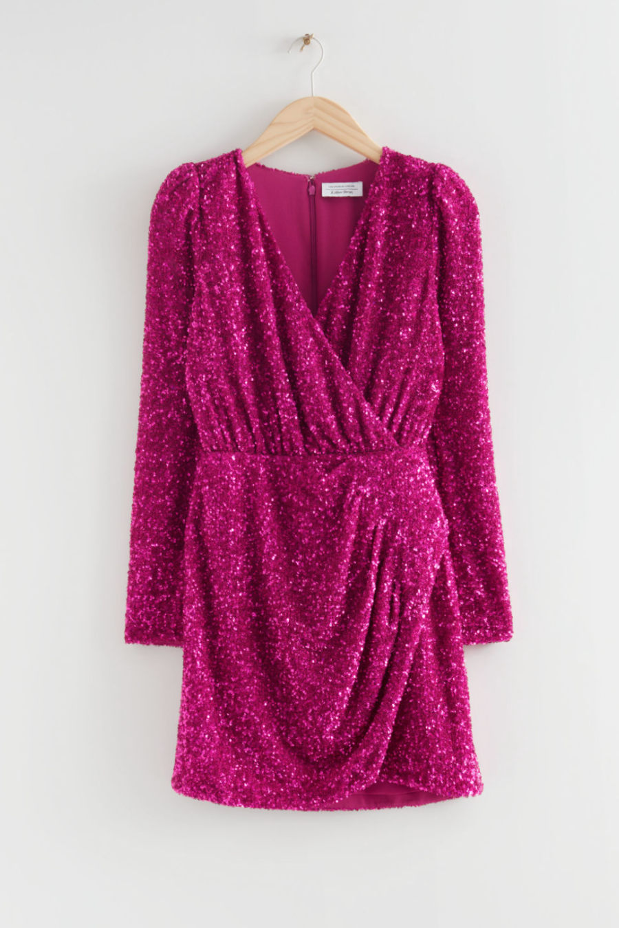 Pink sequin cheap wrap dress