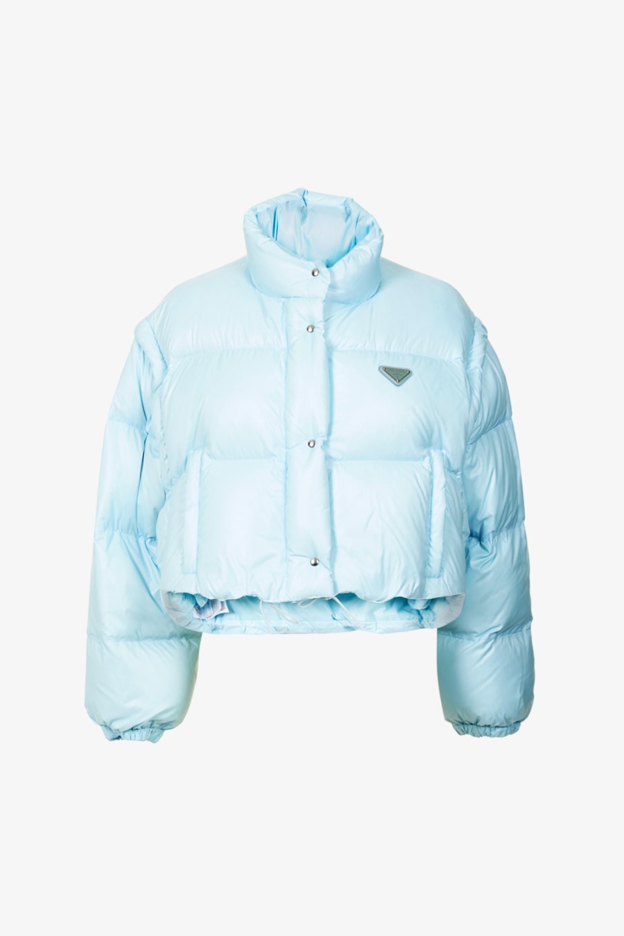 Rent Branded cropped shell-down puffer jacket - PRADA | Selfridges