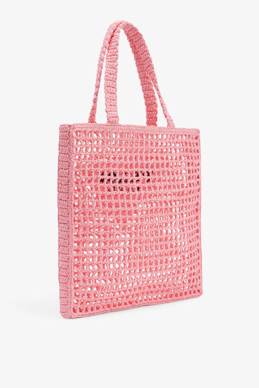 Prada Pink logoed crochet tote bag