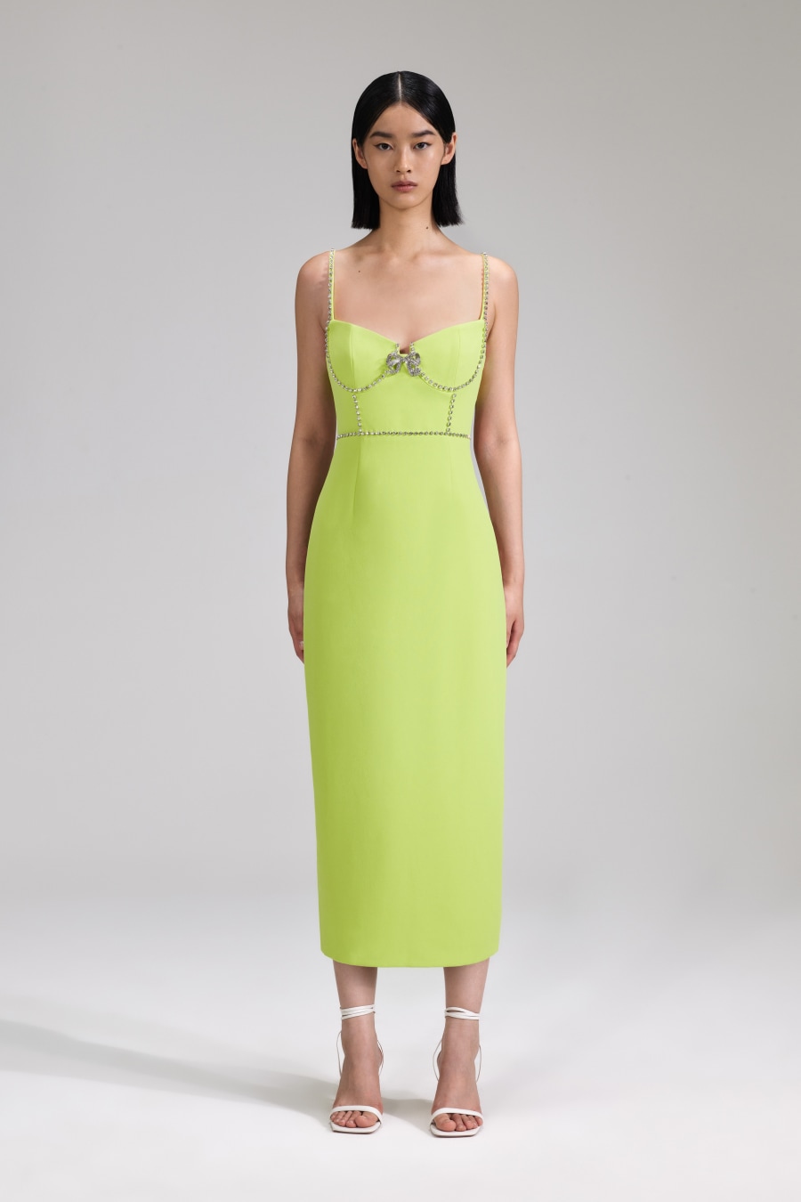 Rent Crepe Bow Midi Dress - SELF-PORTRAIT | Selfridges