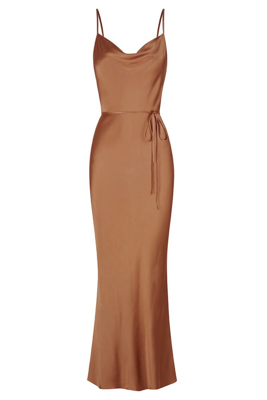 La Lune Tie Front Bias Midi Dress | Gold | Dresses | Shona Joy