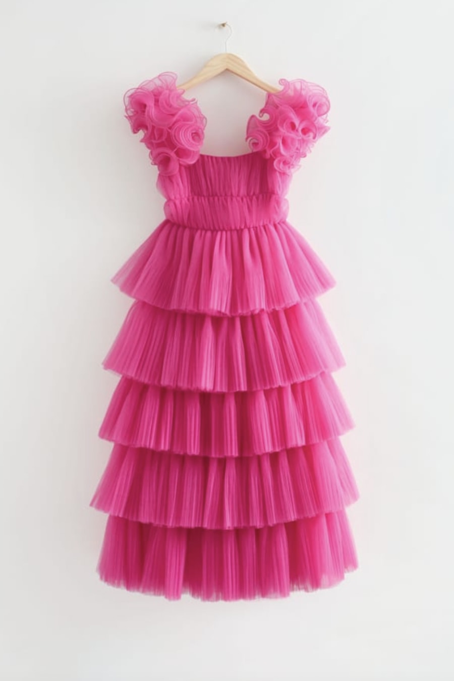 Juliet Ruffle Tiered Maxi Gown - Hot Pink - H&O