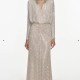 CHAMPAGNE RHINESTONE EMBELLISHED MAXI DRESS