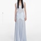 Blue satin maxi jersey dress