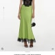 Green satin lace midi dress