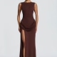 BRUNA MAXI DRESS - PLUM BROWN