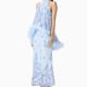 Tulsia Floral Cape Maxi Dress in Light Blue