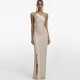 Self-Portrait — Champagne Rhinestone Lace Trim Maxi Dress