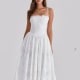 CHLOE White Custom Lace + Cotton Midi Sundress