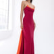Colorblocked Strappy Silk-Crepe Column Gown