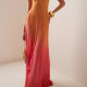 Exclusive Ombré-Effect Silk Chiffon Maxi Dress