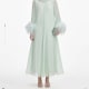 Chiffon feather midi dress