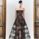 Black floral appliqué long dress