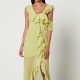 PF23-DS1102-SERENA MAXI DRESS CRINKLE CHIFFON GREEN MAXI DRESS