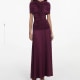 Burgundy Jersey Gathered Midi Dress